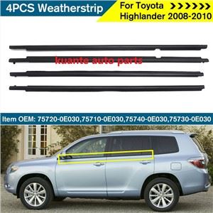 4pcs fenêtre en verre weatherstrip pour Toyota Highlander 2008-2010